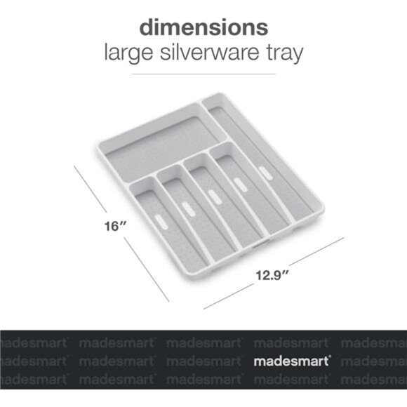 Kitchen silverware tray drawer organizer white utensil holder nonslip large BPA - Picture 2 of 6